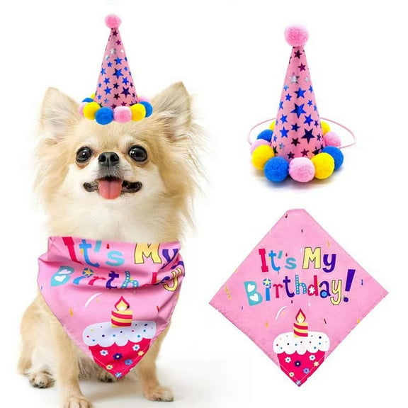 KYAIGUO Dog Birthday Party Supplies Birthday Boy Dog Bandana Dog Birthday Hat Suitable for Small Pet Dogs