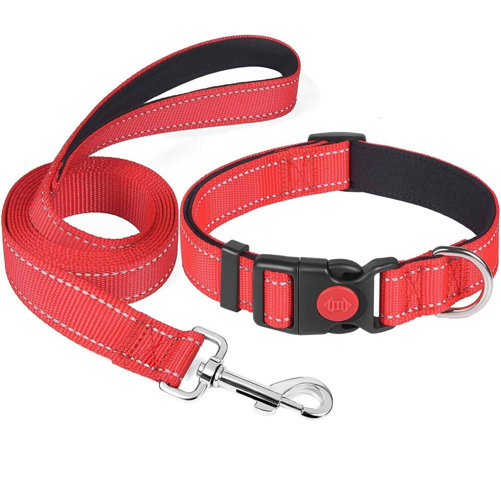 KYAIGUO Dog Collar Leash Set Buckle Adjustable Safety Nylon Pet Collar