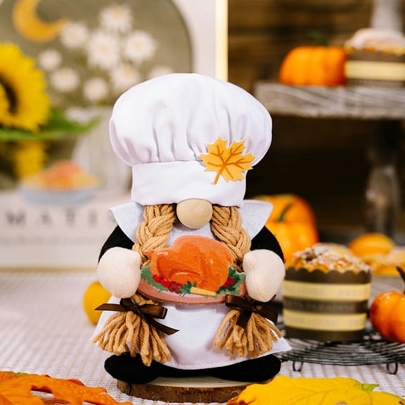 KYAIGUO Fall Decor Plush Chef Gnome Decorations Thanksgiving Autumn Faceless Doll Hand Held Pumpkin Ornaments for Home Kitchen Table Ornaments