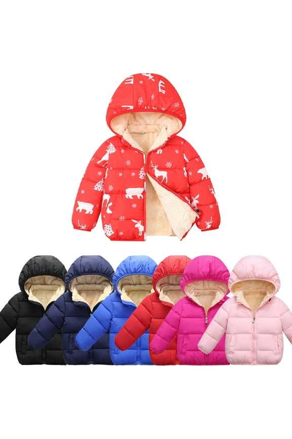 Kids Boys Girls Zipper down Jacket Winter Warm Puffer down Hooded Coat Baby Clothes Resistant Soft Lined Puffer Jacket for Newborn Infant Toddler