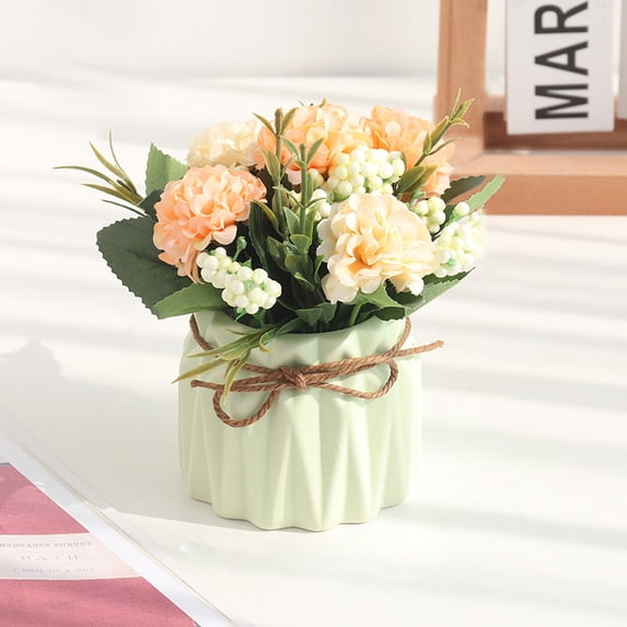 KYAIGUO Artificial Small Plants, Fake Flower Pot Plant, Window Tabletop Office Flower Pot Plant, House Decorations(Green)