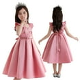 thumbnail image 1 of KYAIGUO Flower Girls Pageant Dresses Satin Flower Girl Dress Cap Sleeves Ball Gown Sequin Princess Baby Birthday Party Dress Ruffles Sequins Dress Formal Pageant Gown for Kids Toddler 2-10 Years Old, 1 of 9