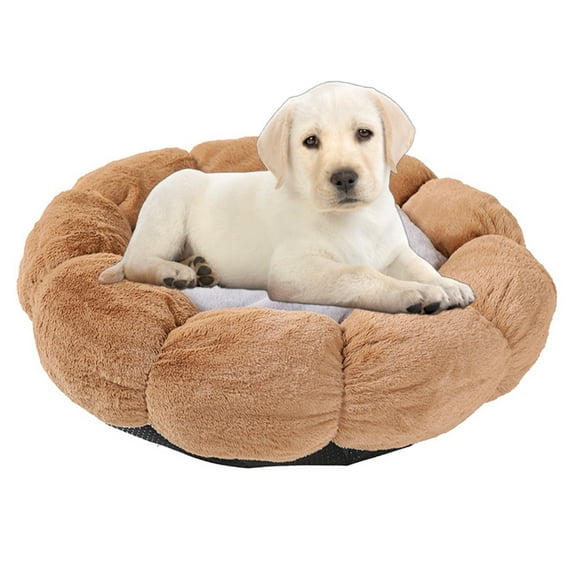KYAIGUO Flower Squishmallow Anti-Anxiety Plush Dog Cat Bed Self Warming Cat Puppy Bed Cat Couch Round Fluffy Dog Pillow Kitten Dog Bed Washable Heated Cat Bed