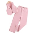 thumbnail image 1 of KYAIGUO Girl's 2 Piece Outfits Sleeveless V Neck Vest Coat Blazer Jacket Solid Color Lapel Suit Open Front Jacket and Pants Set Sized 4-7T, 1 of 8