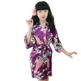 thumbnail image 1 of KYAIGUO Girls Bathrobe Robes Pajamas for Kids Baby，Little Big Boys Silk Satin Night-Robe Fashion Cute Youth Floral Printing Robes Sleepwear Clothes,Size 1-13T, 1 of 7