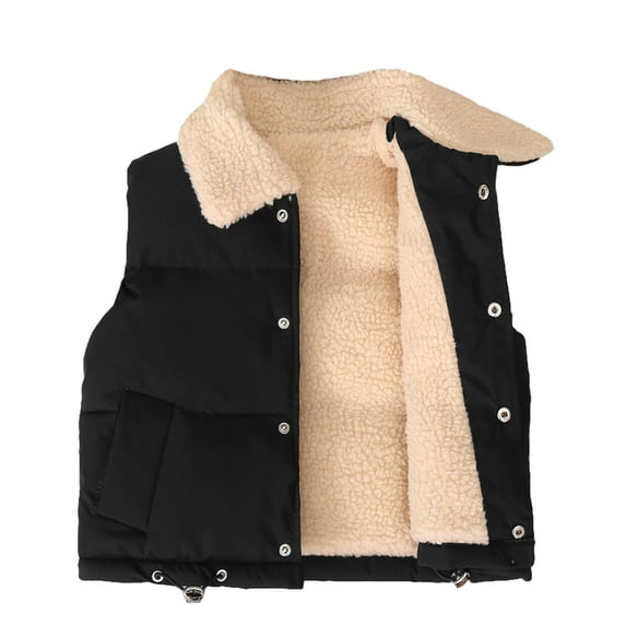 KYAIGUO Girls Boys Sleeveless Vest Jacket Lightweight Solid Color Cute Breathable Jacket Soft Sleeveless Jacket Plush Collar Suitable for Baby Boys 3-11 Years Old