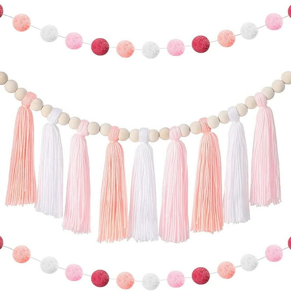 KYAIGUO Home Decor Tassels Boho Classroom Decor Set Colorful Tassel Banner Decorative Wall Hanging with Wood Ball String Wedding Birthday Holiday Party Supplies
