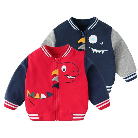 KYAIGUO Infant Baby Boys Autumn Baseball Jackets Coats Cartoon Zip up Thin Varsity Jacket Cardigan Bomber Jacket for 6M-3Y