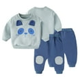 thumbnail image 1 of KYAIGUO Infant Baby Boys Clothes Sweatshirt Tracksuit 2PCS Outfit Cute Cartoon Long Sleeve Sweatsuit + Sweatpants Spring Fall Set 2- 24 Months, 1 of 9
