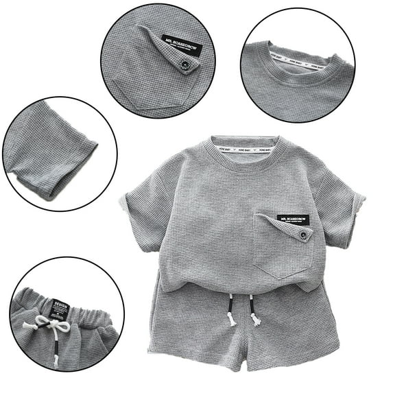 KYAIGUO Infant Toddler 2Pcs Summer Clothe Set Outfits for Boys,Baby Short Sleeve Tracksuit T-Shirt + Shorts Pant Kids Boys Sports Suit Sets for 9 Months-5Years Old