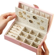 KYAIGUO Jewelry Box Ring Box Jewelry Organizer Double-Layer Large Capacity for Traveling and Home Storage