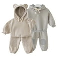 thumbnail image 1 of KYAIGUO Kids Baby 2Pcs Hooded Sweatsuit Pants Outfit Set for Boys Girls,Infant Toddler Infant Spring Fall Long Sleeved Clothes Pullover Sweatshirt+ Jogger Pants Kid Track Suits for 3M-6Y, 1 of 9