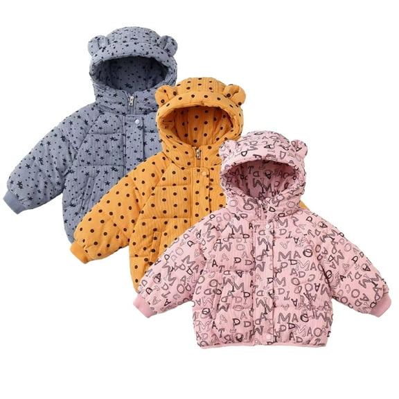 KYAIGUO Kids Baby Boys Girls Fall Winter Jacket Coats 1-7Y Toddler Hooded Snowsuit Outwear Little Big Boys Soft Lightweight Printed Thickened Casual Cotton Clothes