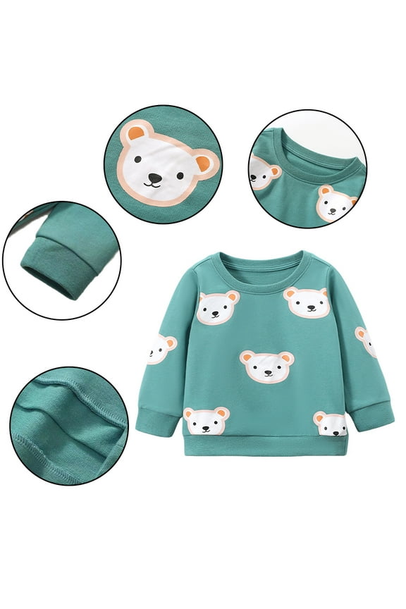 Kids Baby Boys Girls Long Sleeve Sweatshirts Toddler Printed Sport Undershirt Sweatsuit Pullover Crewneck Cartoon Bottom Shirt Tops Shirts Sweater Spring Autumn Pullover Tees Kid，Size 2-7
