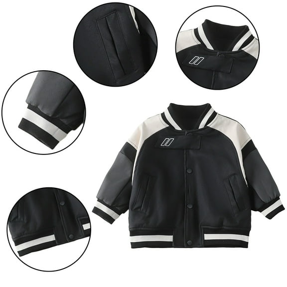 KYAIGUO Kids Baby Boys Girls Winter Fleece Leather Coats Toddler Warm Winter Motorcycle Jackets PU Coat Plush Thick Warm Windproof Waterproof Outerwear for 1-10years