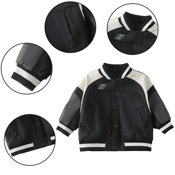 KYAIGUO Kids Baby Boys Girls Winter Fleece Leather Coats Toddler Warm Winter Motorcycle Jackets PU Coat Plush Thick Warm Windproof Waterproof Outerwear for 1-10years