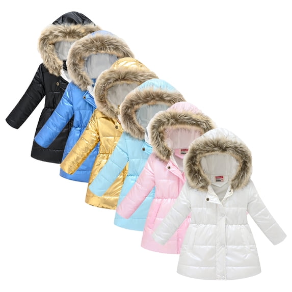 KYAIGUO Kids Baby Boys Girls Winter Warm Long Jacket Zipper Waterproof Windproof Snowsuit Toddler Thick Warm Hooded Coats Medium Length Big Little Boys Girls Jacket Winter Outwear for 3-3 Years