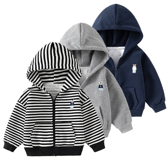 KYAIGUO Kids Baby Boys Hooded Sweatshirt Toddler Spring Long Sleeve Coat Outwear Zip-Up Thin Jacket with Pocket for 1-7T