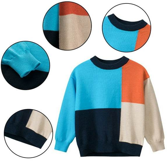 KYAIGUO Kids Baby Boys Knitwear Sweaters Toddler Fall Winter Long Sleeves Pullover Knit Sweater Crew Neck Warm Knitwear Sweatshirt,Size 1-10 Years