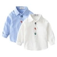 thumbnail image 1 of KYAIGUO Kids Baby Boys Long Sleeve Shirt Little Boys Button down Casual Shirt Toddler Solid Color Fashion Spring Autumn Shirt for 1-6 Years, 1 of 7