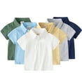 thumbnail image 1 of KYAIGUO Kids Baby Boys Solid Color Polo Shirt 1-6 Years Short Sleeves Button down T-Shirt Toddler Summer Casual Lapel Cotton Tees for Boys, 1 of 9