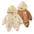 thumbnail image 1 of KYAIGUO Kids Baby Girls Boys Fleece Cotton Tracksuit Set 6M-4Y Toddler Clothes Set Newborn Fall Winter Outfits Toddler Hoodie Jacket Jogger Set Long Sleeve Cotton Coats Sports Pants Set, 1 of 7