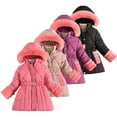 thumbnail image 1 of KYAIGUO Kids Baby Girls Fleece Lined Jacket Winter Outerwear Hooded OutWear Mid-Length Cute Little Girls Warm Hooded Lightweight Jacket Coat for 3-12T, 1 of 8