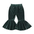 thumbnail image 1 of KYAIGUO Kids Baby Girls Velvet Flare Pants Leggings Newborn Elastic Waist Bottoms Tights Little Girls High Waisted Casual Ruffle Long Pants Baby Fall Winter Bell Bottoms Trousers for 6M-6Y, 1 of 7