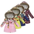 thumbnail image 1 of KYAIGUO Kids Baby Girls Winter Cotton Jacket Thick Warm Solid Color Printed Thermal Casual Outerwear Jacket Little Big Girls Medium Length Hooded Snow Coat for 3-12Y, 1 of 8
