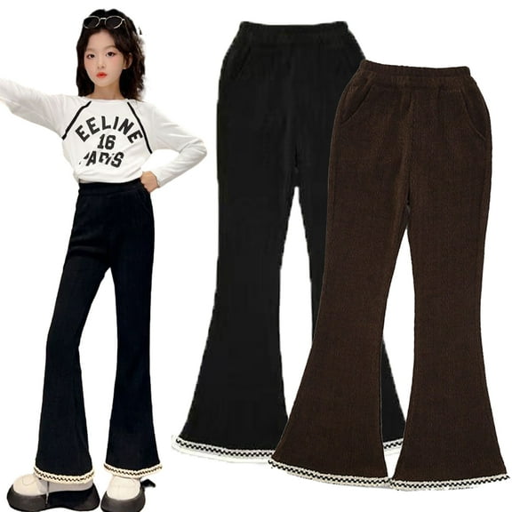 KYAIGUO Kids Baby Winter Flare Leggings 3-13Y Toddler Thickened Trousers Fashionable Bottoms Toddler Warm Bell Bottoms