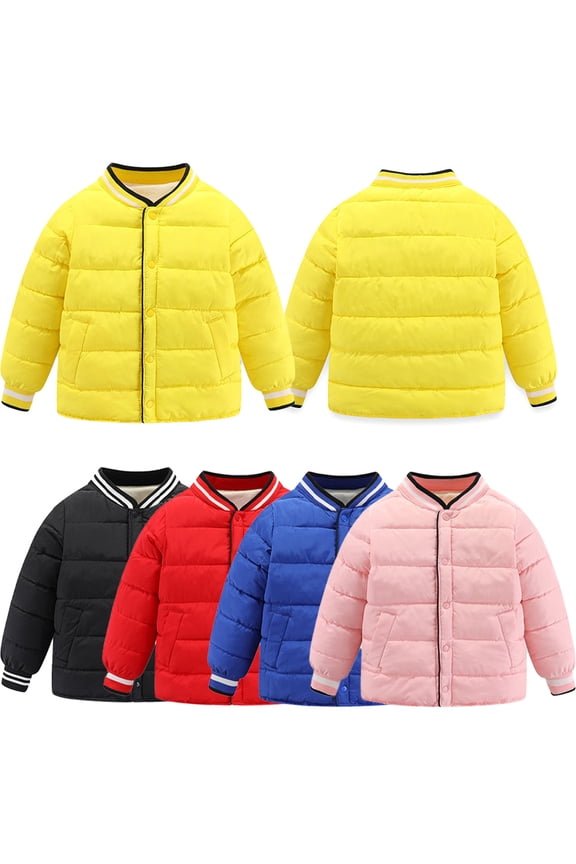 Baby Boy Winter Jacket Winter Warm Puffer Lightweight Water-Resistant Packable Puffer Jacket Coat Cotton Windproof Warm Winter Coats 3-14T
