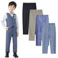 thumbnail image 1 of KYAIGUO Kids Boys Dress Pants Toddler Adjustable Waist Flat Front Pant Baby Wedding School Uniforms Pants Formal Suit Trouser Front Pockets Straight Leg Fit Pants 1-14T, 1 of 9