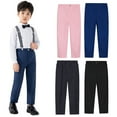 thumbnail image 1 of KYAIGUO Kids Boys Formal Suit Trouser Elastic Waistband Straight Pants School Uniform Wedding Party Pants Slim Fit Dress Pants with Adjustable Waist 1-14Y, 1 of 8