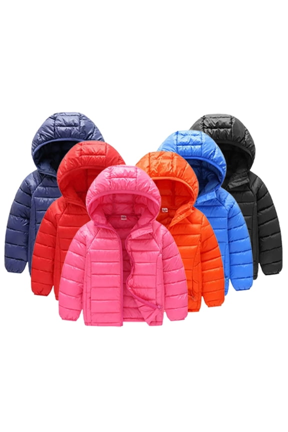Unisex Kids Winter down Jackets Coats for Boys Girls, Big Little Girls Boys Warm down Jacket Teen Hoods down Outerwear Kid Puffer Outwear Lightweight Solid Color Zipper for 6-13 Years