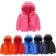 thumbnail image 1 of KYAIGUO 6-13Y Unisex Kids Winter Resistant Down Coats Jackets Boys Long Sleeve Solid Color Down Outwears Girls Waterproof Puffer Down Coats with Pocket Zip up Hooded Raincoat for Girls Boys, 1 of 8