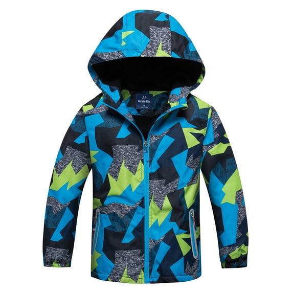 KYAIGUO Kids Boys Girls Waterproof Jackets Coats Baby Lightweight Raincoats Fleece Lining Outdoor Sports Windbreaker Hooded Windbreaker Outwear for 3-14 Years