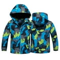 thumbnail image 1 of KYAIGUO Kids Boys Girls Waterproof Jackets Coats Baby Lightweight Raincoats Fleece Lining Outdoor Sports Windbreaker Hooded Windbreaker Outwear for 3-14 Years, 1 of 8