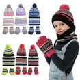 thumbnail image 1 of KYAIGUO Kids Boys Girls Winter Warmer Hat Scarf Gloves Set 3pcs Thermal Knit Beanie Cap and Circle Scarf and Mitten with Fleece Lining for 4-7Y, 1 of 8