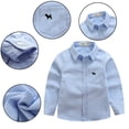 thumbnail image 1 of KYAIGUO Kids Boys Longsleeve Shirt Toddler Solid Color Button Casual Tops Spring Button down Cotton Dress Shirt Blouse for 3-14Y, 1 of 9