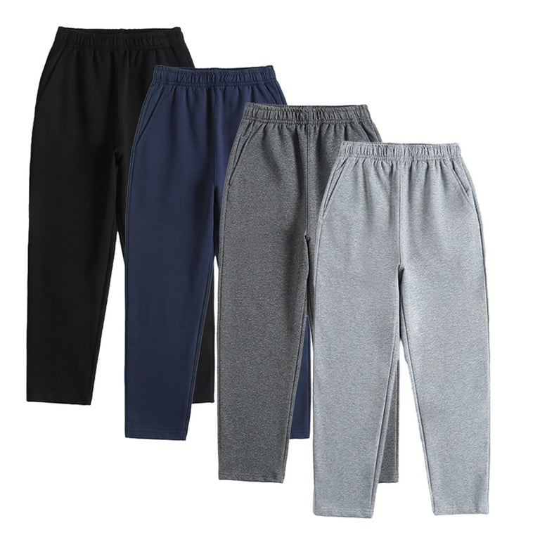 KYAIGUO Kids Boys Spring Cotton Sweatpants Toddler Girls Summer Casual Active Jogger Sports Pants Elastic Waist Open Bottom Trousers with Pockets for