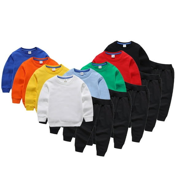 KYAIGUO Kids Crewneck Sweatshirt for Boys Girls Multicolor 2 Piece Set Sweatshirt + Pants for Toddler Baby 2-14Y