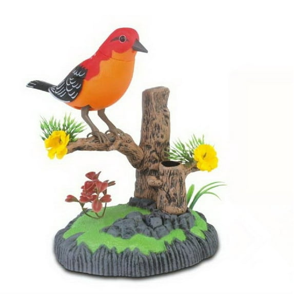 KYAIGUO Kids Electronic Pet Sparrow Bird Toys, Sound Control Bird Toys, Chirping Toy Birds, Office Decorations(Orange)