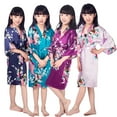 thumbnail image 1 of KYAIGUO Kids Girls Silk Satin Robes Teen Girls Bathrobe Cardigan long Pajamas Baby Sleepwear Little Big Girls Floral Comfort Toddler Satin Silk Nightwear Pajama Bathrobe for 2-14T, 1 of 8