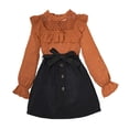 thumbnail image 1 of KYAIGUO Kids Girls Skirt Set Lace Splicing Polka Dot Tops Waist Dresses Fall Winter Clothing Outfits for 8-12 Years, 1 of 9