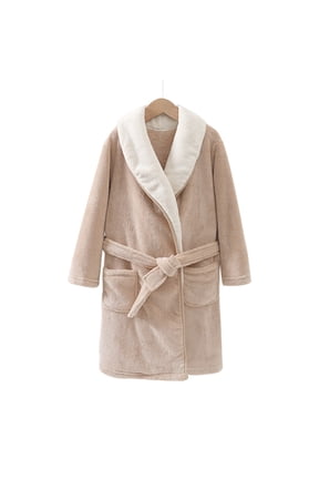 Kids Girls Solid Color Bathrobe,Baby Toddler Boys Skin-Friendly Soft Robe Pajamas Hooded Bath Towel Sleepwear Casual Cotton Fleece Bathrobe with Belt 4-16Y