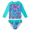 thumbnail image 1 of KYAIGUO Kids Girls Swimwear 2PCS Outfit Quick Dry Long Sleeve Swimsuit Fashion Print Sun Protection Swimwear Sized 4-9t, 1 of 8