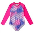 thumbnail image 1 of KYAIGUO Kids Girls Swimwear Swimsuit Upf 50+/Sun Protection Quick Dry Swimsuits Long Sleeve One Piece Swimwear for Toddler Girls 4-12 Years Old, 1 of 8