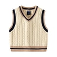 thumbnail image 1 of KYAIGUO Kids Knit Sweater Vest for Boys & Girls,Baby Toddler V-Neck Sleeveless Pullover Knit Sweater for 2-7T, 1 of 10