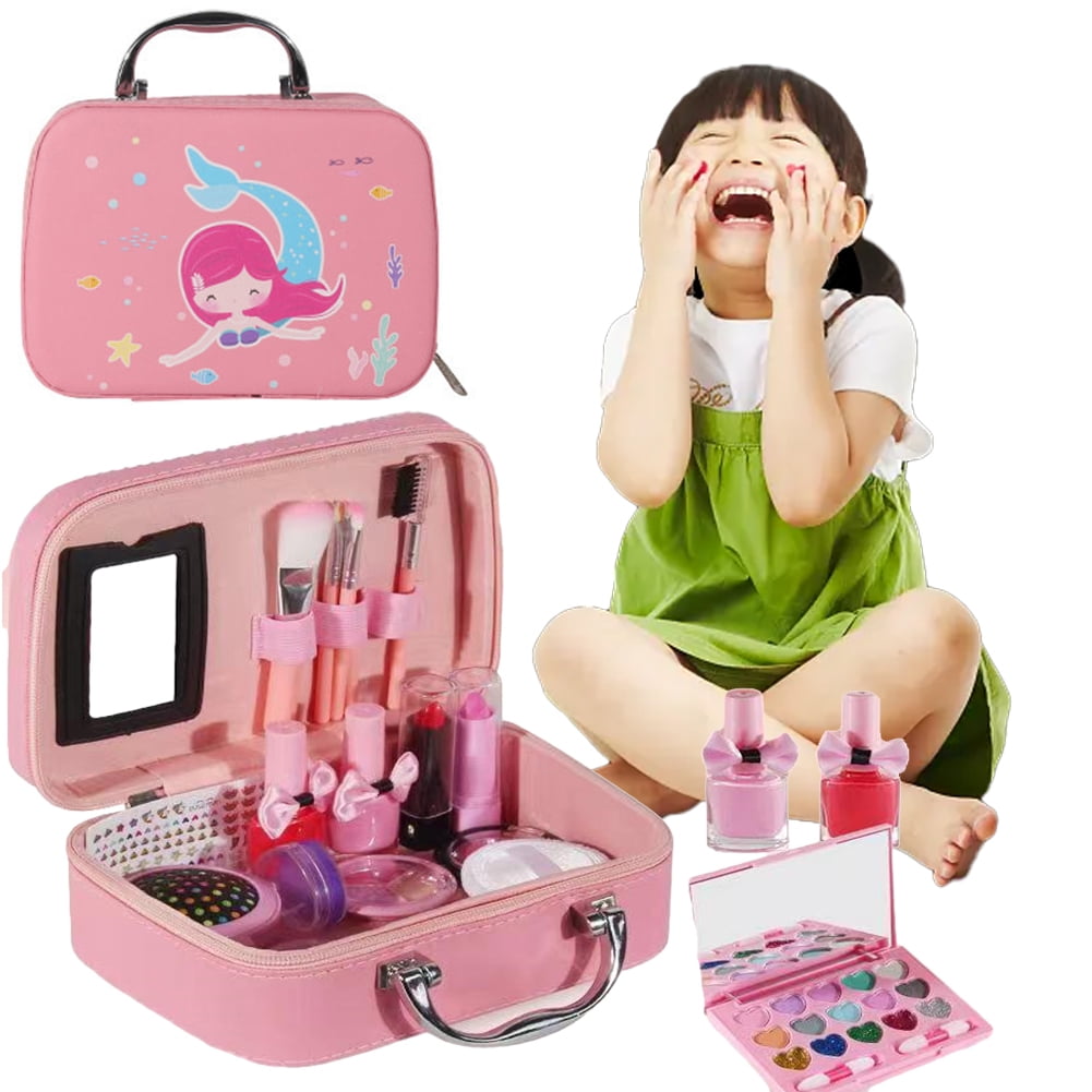 KYAIGUO Kids Makeup Kit for Girl Kids Portable Makeup Kit Toys Set