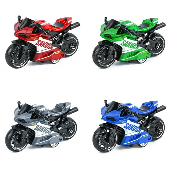 KYAIGUO Kids Pull-Back Motorcycle Toys Fall and Crash Resistant The Front End Can Swing, Toddler Racing Toys(D 4PCS)